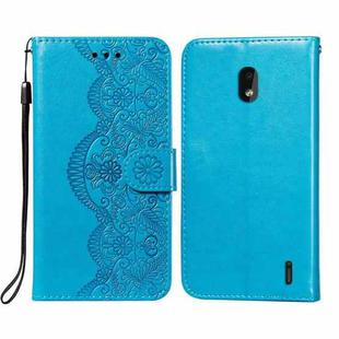 For Nokia 2.2 Flower Vine Embossing Pattern Horizontal Flip Leather Case with Card Slot & Holder & Wallet & Lanyard(Blue)