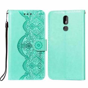 For Nokia 3.2 Flower Vine Embossing Pattern Horizontal Flip Leather Case with Card Slot & Holder & Wallet & Lanyard(Green)