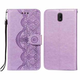For Nokia C1 Flower Vine Embossing Pattern Horizontal Flip Leather Case with Card Slot & Holder & Wallet & Lanyard(Purple)