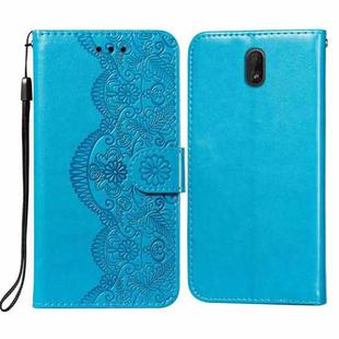 For Nokia C1 Flower Vine Embossing Pattern Horizontal Flip Leather Case with Card Slot & Holder & Wallet & Lanyard(Blue)