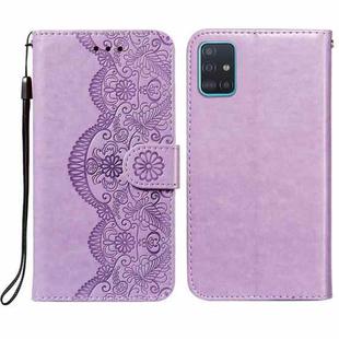 For Samsung Galaxy A81/ Note10 Lite Flower Vine Embossing Pattern Horizontal Flip Leather Case with Card Slot & Holder & Wallet & Lanyard(Purple)