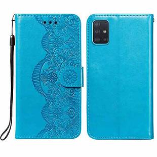 For Samsung Galaxy A81/ Note10 Lite Flower Vine Embossing Pattern Horizontal Flip Leather Case with Card Slot & Holder & Wallet & Lanyard(Blue)