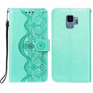 For Samsung  Galaxy S9 Flower Vine Embossing Pattern Horizontal Flip Leather Case with Card Slot & Holder & Wallet & Lanyard(Green)