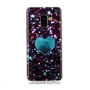 For Galaxy A8 Coloured Drawing Pattern IMD Workmanship Soft TPU Protective Case(Green Love)