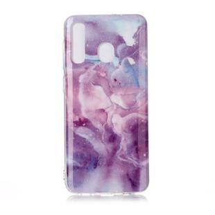 For Galaxy A20 Coloured Drawing Pattern IMD Workmanship Soft TPU Protective Case(Purple Star)
