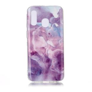 For Galaxy A40 Coloured Drawing Pattern IMD Workmanship Soft TPU Protective Case(Purple Star)