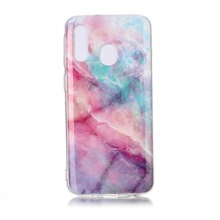 For Galaxy A40 Coloured Drawing Pattern IMD Workmanship Soft TPU Protective Case(Pink Sky)