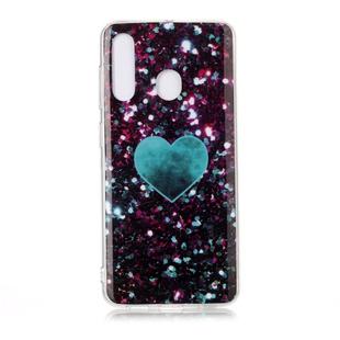 For Galaxy A60 Coloured Drawing Pattern IMD Workmanship Soft TPU Protective Case(Green Love)