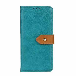 For vivo Y20 European Floral Embossed Copper Buckle Horizontal Flip PU Leather Case with Holder & Card Slots & Wallet & Photo Frame(Blue)