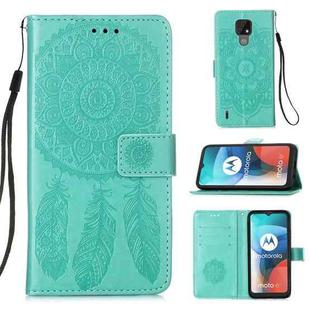 For Motorola Moto E7 Dream Catcher Printing Horizontal Flip Leather Case with Holder & Card Slots & Wallet & Lanyard(Green)