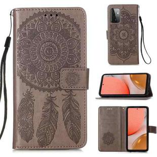 For Samsung Galaxy A72 5G / 4G Dream Catcher Printing Horizontal Flip Leather Case with Holder & Card Slots & Wallet & Lanyard(Grey)