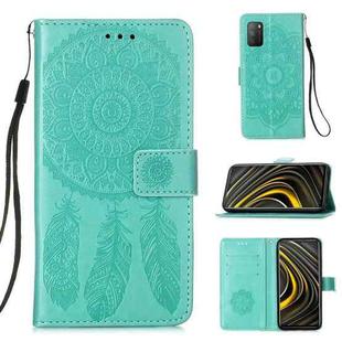 For Xiaomi Poco M3 / Redmi Note 9 4G Dream Catcher Printing Horizontal Flip Leather Case with Holder & Card Slots & Wallet & Lanyard(Green)