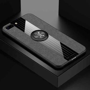 For iPhone 8  /7 XINLI Stitching Cloth Texture Shockproof TPU Protective Case with Ring Holder(Grey)