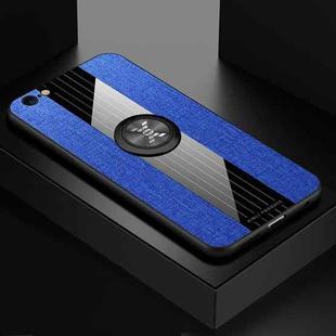 For iPhone 6 / 6s XINLI Stitching Cloth Texture Shockproof TPU Protective Case with Ring Holder(Blue)