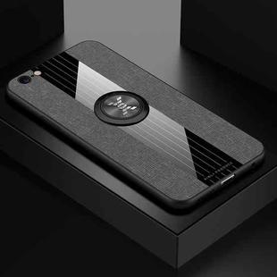 For iPhone 6 Plus / 6s Plus XINLI Stitching Cloth Texture Shockproof TPU Protective Case with Ring Holder(Grey)