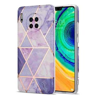 For Huawei Mate 30 Electroplating Stitching Marbled IMD Stripe Straight Edge Rubik Cube Phone Protective Case(Light Purple)