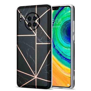 For Huawei Mate 30 Electroplating Stitching Marbled IMD Stripe Straight Edge Rubik Cube Phone Protective Case(Black)