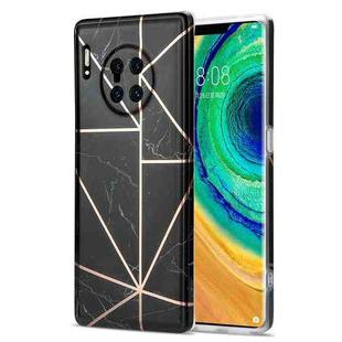 For Huawei Mate 30 Pro Electroplating Stitching Marbled IMD Stripe Straight Edge Rubik Cube Phone Protective Case(Black)