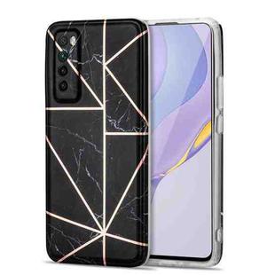 For Huawei nova 7 5G Electroplating Stitching Marbled IMD Stripe Straight Edge Rubik Cube Phone Protective Case(Black)