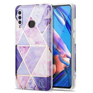 For Huawei P30 Lite Electroplating Stitching Marbled IMD Stripe Straight Edge Rubik Cube Phone Protective Case(Light Purple)