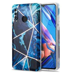 For Huawei P30 Lite Electroplating Stitching Marbled IMD Stripe Straight Edge Rubik Cube Phone Protective Case(Blue)