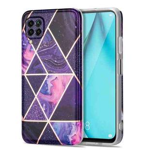 For Huawei P40 lite Electroplating Stitching Marbled IMD Stripe Straight Edge Rubik Cube Phone Protective Case(Dark Purple)