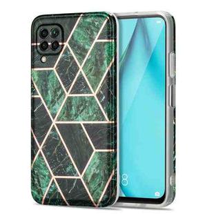 For Huawei P40 lite Electroplating Stitching Marbled IMD Stripe Straight Edge Rubik Cube Phone Protective Case(Emerald Green)