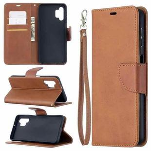For Samsung Galaxy A32 5G Retro Lambskin Texture Pure Color Horizontal Flip PU Leather Case with Holder & Card Slots & Wallet & Lanyard(Brown)