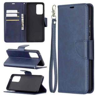 For Samsung Galaxy A72 5G / 4G Retro Lambskin Texture Pure Color Horizontal Flip PU Leather Case with Holder & Card Slots & Wallet & Lanyard(Blue)
