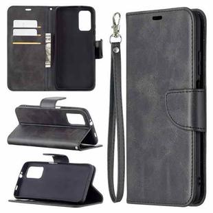 For Xiaomi Poco M3 Retro Lambskin Texture Pure Color Horizontal Flip PU Leather Case with Holder & Card Slots & Wallet & Lanyard(Black)