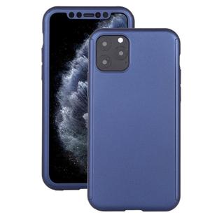 For iPhone 11 Pro Shockproof PC Full Coverage Protective Case with Tempered Glass Film(Blue)