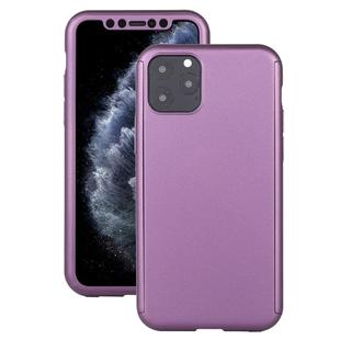 For iPhone 11 Pro Shockproof PC Full Coverage Protective Case with Tempered Glass Film(Purple)