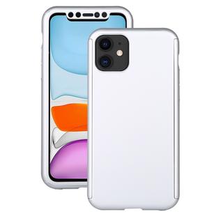 For iPhone 11 Shockproof PC Full Coverage Protective Case with Tempered Glass Film(Silver)