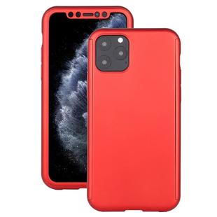 For iPhone 11 Pro Max Shockproof PC Full Coverage Protective Case with Tempered Glass Film(Red)