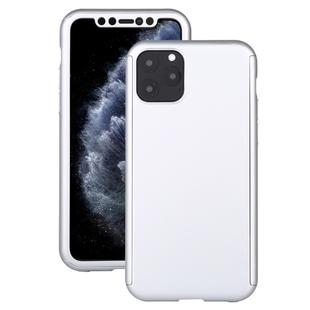 For iPhone 11 Pro Max Shockproof PC Full Coverage Protective Case with Tempered Glass Film(Silver)