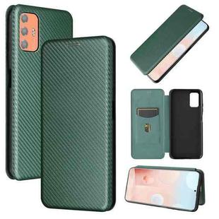 For HTC Desire 21 Pro Carbon Fiber Texture Horizontal Flip TPU + PC + PU Leather Case with Card Slot(Green)