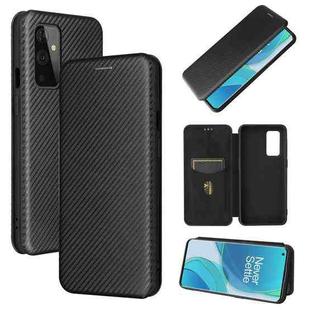 For OnePlus 9 Carbon Fiber Texture Horizontal Flip TPU + PC + PU Leather Case with Card Slot(Black)