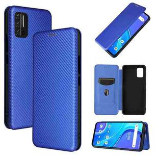 For UMIDIGI A7S Carbon Fiber Texture Horizontal Flip TPU + PC + PU Leather Case with Card Slot(Blue)