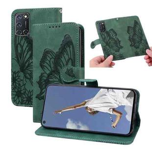 For OPPO A52 / A72 / A92 Retro Skin Feel Butterflies Embossing Horizontal Flip Leather Case with Holder & Card Slots & Wallet(Green)