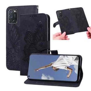 For OPPO A52 / A72 / A92 Retro Skin Feel Butterflies Embossing Horizontal Flip Leather Case with Holder & Card Slots & Wallet(Black)