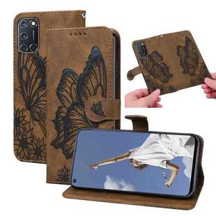 For OPPO A52 / A72 / A92 Retro Skin Feel Butterflies Embossing Horizontal Flip Leather Case with Holder & Card Slots & Wallet(Brown)