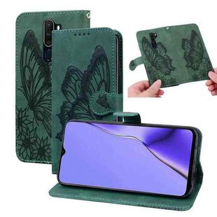 For OPPO A9 (2020) Retro Skin Feel Butterflies Embossing Horizontal Flip Leather Case with Holder & Card Slots & Wallet(Green)