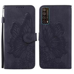 For Huawei P Smart 2021 Retro Skin Feel Butterflies Embossing Horizontal Flip Leather Case with Holder & Card Slots & Wallet(Black)