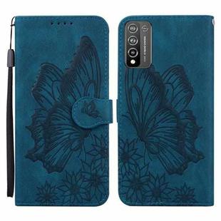 For Huawei Honor 10X Lite Retro Skin Feel Butterflies Embossing Horizontal Flip Leather Case with Holder & Card Slots & Wallet(Blue)