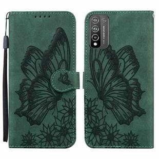 For Huawei Honor 10X Lite Retro Skin Feel Butterflies Embossing Horizontal Flip Leather Case with Holder & Card Slots & Wallet(Green)