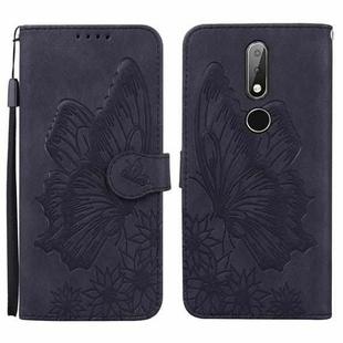 For Nokia 2.4 Retro Skin Feel Butterflies Embossing Horizontal Flip Leather Case with Holder & Card Slots & Wallet(Black)