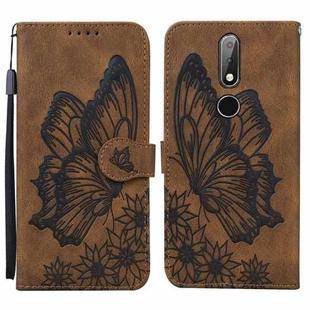 For Nokia 2.4 Retro Skin Feel Butterflies Embossing Horizontal Flip Leather Case with Holder & Card Slots & Wallet(Brown)