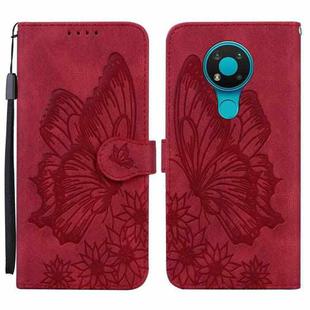 For Nokia 3.4 Retro Skin Feel Butterflies Embossing Horizontal Flip Leather Case with Holder & Card Slots & Wallet(Red)