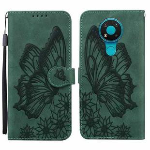 For Nokia 3.4 Retro Skin Feel Butterflies Embossing Horizontal Flip Leather Case with Holder & Card Slots & Wallet(Green)