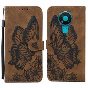For Nokia 3.4 Retro Skin Feel Butterflies Embossing Horizontal Flip Leather Case with Holder & Card Slots & Wallet(Brown)